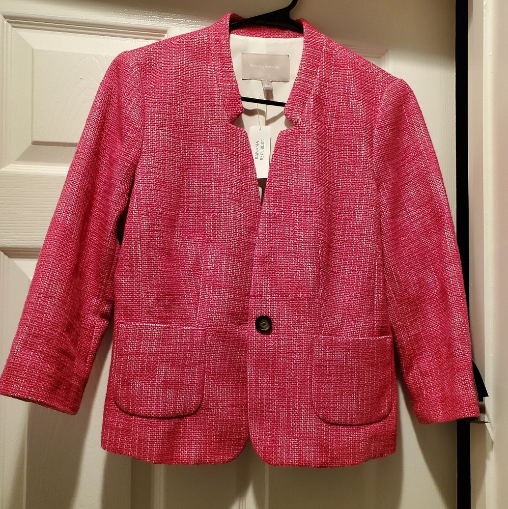 Banana Republic Pink Tweed Blazer Brand New Size 6